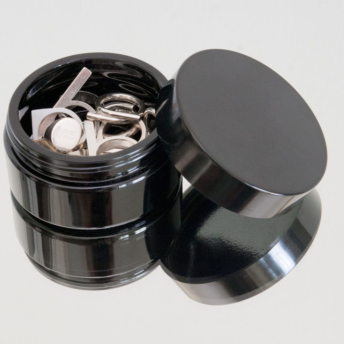 BLACK GLASS JEWELRY BOX